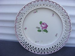 WIEN 1824 ALTWIEN híres bécsi rózsás dekor porcelán falitányér áttört