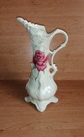 Antique ceramic pitcher vase with rose pattern. 28 cm high (2/d)