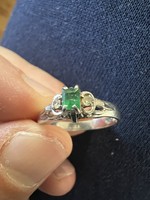 Régi platina smaragd gyűrű eladó