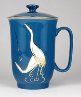 1M049 stork decorative Chinese teacup with lid