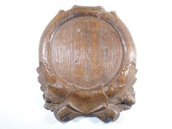 Antique old wooden wall trophy holder carved hardwood oak leaf and acorn pattern can be hung on the wall