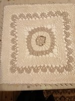 Vintage, brown-grey, hand-crocheted small pillow.