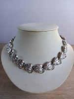 Necklace made of vintage silver colored leaf shapes, necklace