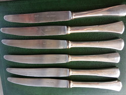 Antique silver knife set 6 pieces English style art deco dianas 800 silver, silver ornament Solingen blade