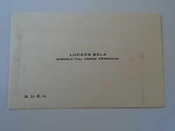 Za415.3 Business card 1930 Béla Lukács - lord of the town of Miskolc