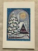 Embossed Christmas flip postcard