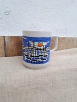 Beautiful abc store label on the bottom, rare balaton balatonos Zsolnay porcelain mug