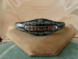 Antique silver enamel mourning bracelet / wristband