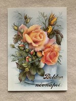 Floral flap, gilded postcard