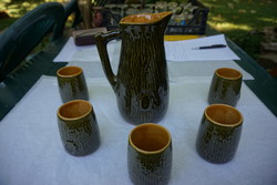 Pottery ceramic wine set with wood grain pattern for sale.
