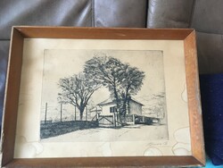 Etching paper technique, in a wooden frame