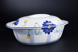 Porcelain oval bowl with lid.