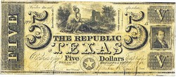 Texas $5 1838 Replica