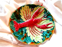 Schütz blansko very rare lobster plate, majolica decorative plate