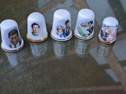 English porcelain thimble selection memento from the happy years of Charles and Diana