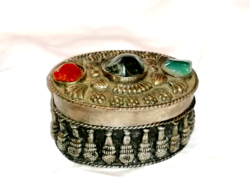 Jewelry holder silver metal box with velvet lining
