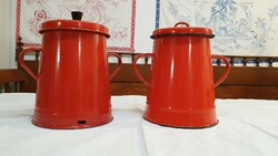 2 pcs. Fire red, old, 2 l, can still be used today, in an enameled fat can.