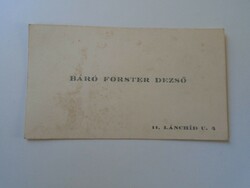 ZA415.10 Névjegykártya 1920-30k Báró  (Pusztakéri) Forster Dezső