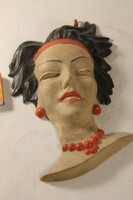 Art deco terrakotta fali női fej 340