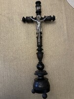 Large Biedermeier wooden cross, corpus,