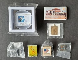 Nemzetközi bélyegkiállítások jelvény , plakett, hűtőmágnes (7 db)