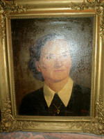 Oil painting female portrait 1944 in a nice frame 60 x 50