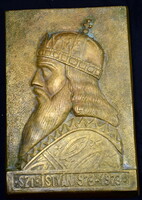 XX. Sz. Hungarian sculptor: for the 1000th anniversary of the birth of Saint István: copper relief! Large size !