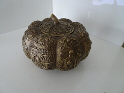 Antik kínai jelzett bronz tök alakú  doboz.