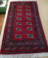 Pakistani hand-knotted Bokhara wool rug, 79/138 cm + fringe