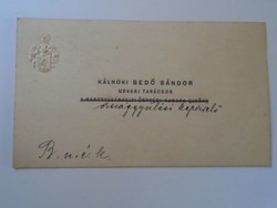 ZA416.3 Dr. Kálnoki Bedő Sándor -országgyűlési képviselő Marosvásárhely -névjegykártya 1920-30