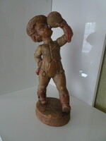 József Gondos drinking boy ceramic statue