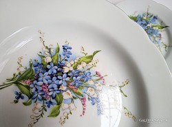 Nefelejcses gyöngyvirágos porcelán tányérok 4 lapos 3 mély