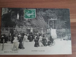 Lourdes postcard, at the grotto, from 1919