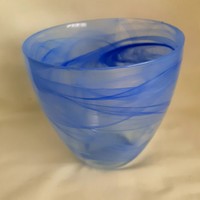 Kék üveg, színátmenetes kaspó, váza ( csak Encsinek!)