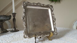 Nice silver-plated, chiseled elegance small rectangular metal tray