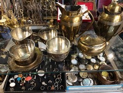 Art deco tea set made of copper, for 6 people, marked argentor.7991
