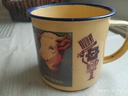 Retro enameled, advertising inscription, mug for sale!