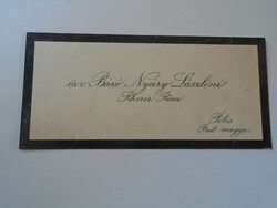 Za417.25 Pilis - widow. Lászlón Báró nýary - roza rhorer - business card 1930k