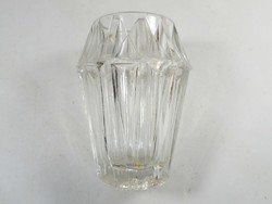 Retro old glass vase with convex pattern - 9.5 cm high