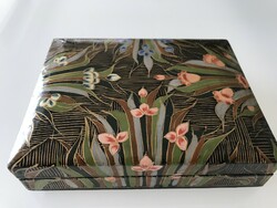 Hand painted wooden box with a beautiful flower pattern, 13 x 10 cm