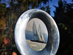 Balaton sailboats, photo in a metal frame