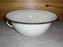 Retro marked enameled vajling bowl with handle - 34 cm diameter