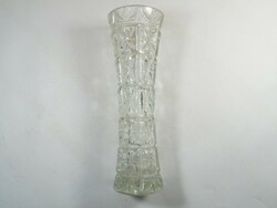 Retro old glass vase with convex pattern - 20 cm high