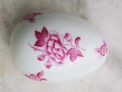 Herendi tojás forma bonbonier ékszer tartó dobozka gyűrű tartó porcelán ékszerész. Eton minta