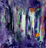 Kata Szabo: "between rocks" / abstract / acrylic painting, canvas, 20 x 20 cm, signed