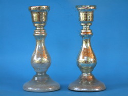 Pair of sintered glass candlesticks (190904)