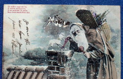 Anti Karácsonyi fotó képeslap Mikulás játékok puttony kémény