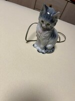 Old cat kitten porcelain lamp
