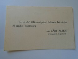 ZA418.2 Dr. Váry Albert ügyész- országgyűlési képviselő - Makó Csengőd  névjegykártya 1930's