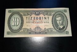 10 Forint 1962 "01"-es fordított hátlapi alapnyomat!! Eredeti tartású RITKA gyűjteményi bankjegy!